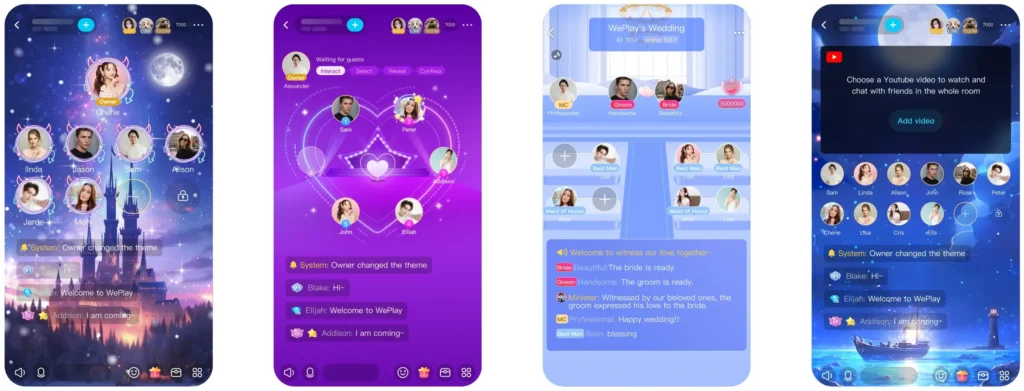 weplay party live chat menu.